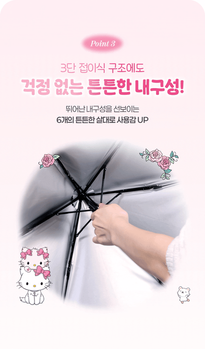 Fillimilli X CHARMMYKITTY - 3 Accessories (Multi Pouch / UV Protection 3-Fold Umbrella / Picnic Mat & Pouch)