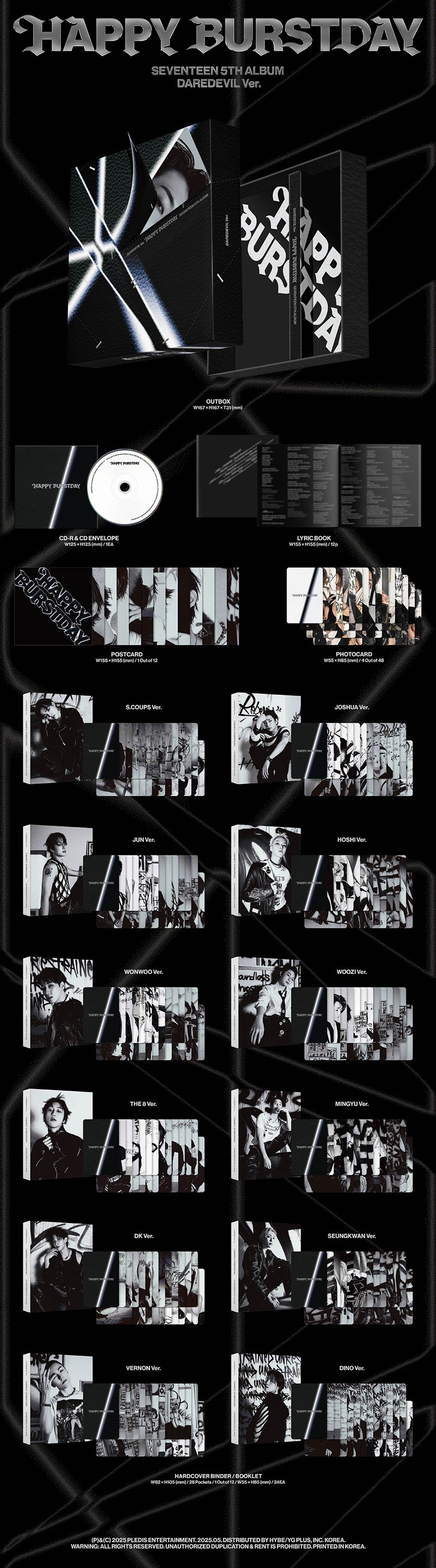 SEVENTEEN 'HAPPY BURSTDAY' (5th Full Album) DAREDEVIL Ver.