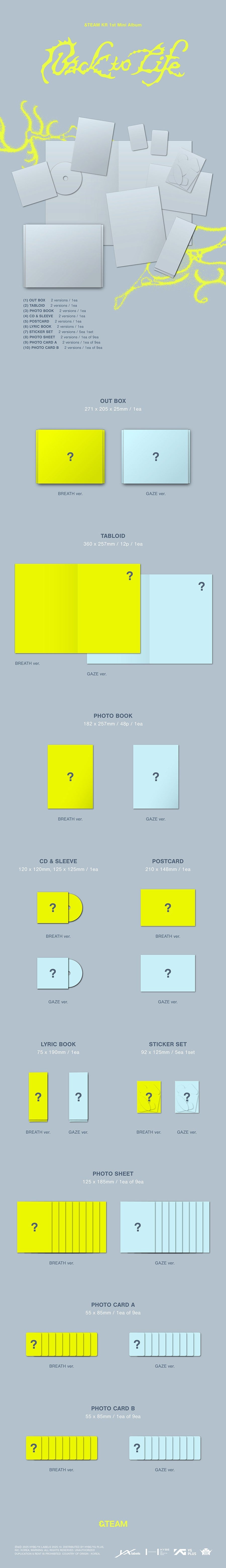 &TEAM – KR 1st Mini Album [Back to Life] (BREATH Ver. / GAZE Ver.)